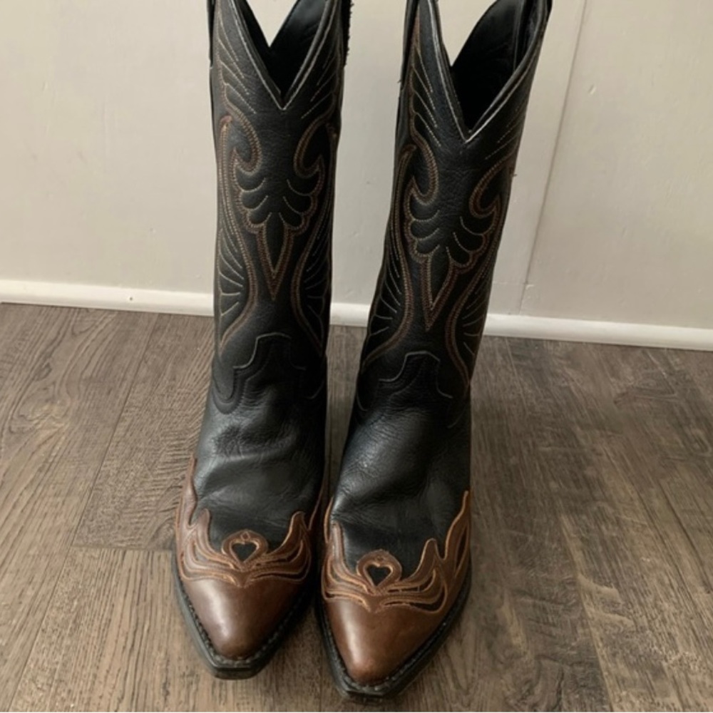 Laredo Western Cowboy Boots black and brown sz 7